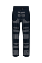 The Navy Plissé Pant (front)